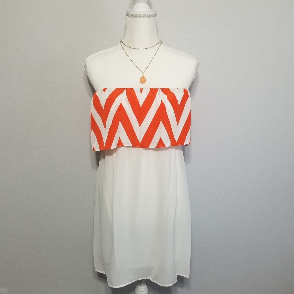 pixi + ivy Lined Flounce Strapless Cover-up Dress